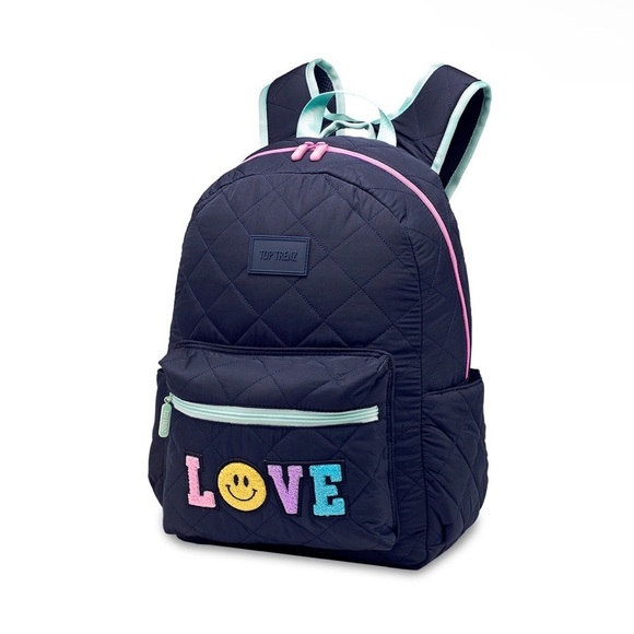 top trends Other - Quilted Navy Kids Backpack with Colorful LOVE Patch